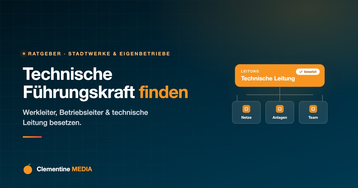 Organigramm eines kommunalen Betriebs mit orange hervorgehobener, besetzter Position der technischen Leitung